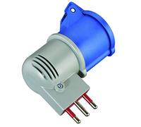 Electraline 80958 Adaptateur Prise Italienne Grande 16 A Prise Industrielle IEC avec Couvercle Convient pour Caravane, Camping, Caravane, Bateau, Chantier Gris