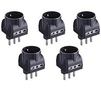 Electraline 92298 Lot de 5 adaptateurs 3 places 1 Schuko + 2 bivalents 10/16 A, noir, lot de 5