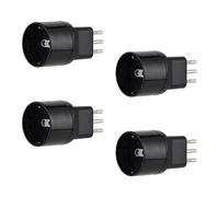 Electraline 92376 Lot de 4 adaptateurs spéciaux désassés de Schuko à fiche petite italienne 10 A, noir, lot de 4