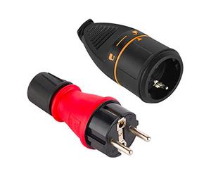 Electraline 92391 Lot IP54 avec Virole de Blocage + 1 Prise électrique Electralock Schuko dotée d'un mécanisme de Verrouillage Qui empêche Les déconnexions accidentelles, Rouge, Confezione da 1