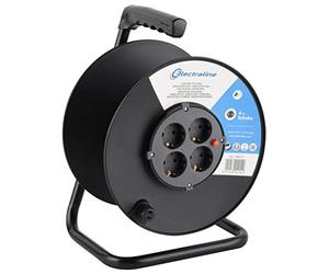 Electraline 94014 Boîtier vide pour enrouleur de câble 4 prises Noir Capacité d'enroulement 50 m