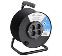 Electraline 94014 Enrouleur de câble Onhe (4 Prises, capacité d'enroulement 50 m), Gris