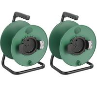 Electraline 94015, Enrouleur Vide, Mesure jusqu'à 50 mètres, sans câble, Convient à la Maison/au Bureau/au Jardin, Vert foncé (Lot de 2)