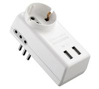 Electraline Adaptateur multiprise USB 71039, 1 prise universelle, 2 prises bivalentes, prise 10 A 230 V, blanc