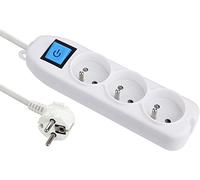 Electraline Basic 32002 Bloc Multiprises 3 Prises + Interrupteur Longueur 1,5 m Section 3G1 mm² Blanc