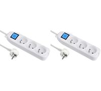 Electraline Basic 32002 Bloc Multiprises 3 Prises + Interrupteur Longueur 1,5 m Section 3G1 mm² Blanc (Lot de 2)