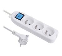 Electraline Bloc 3 prises 32040 avec interrupteur, fiche plate 1,5 m Blanc