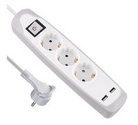 Electraline Bloc multiprises 3 Prises 2 m, Gris, 62153