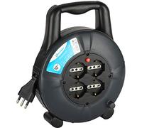 Electraline Enrouleur de câble, 4 Prises universelles, 10 m, 3 x 1,5 mm, Noir/Bleu