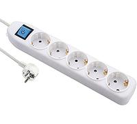 Electraline Multiprise 5 prises avec interrupteur, câble 1,5 m, multiprise, table, multiprise, multiprise, multiprise, multiprise Blanc
