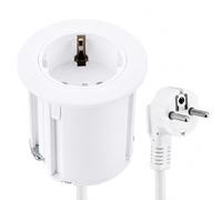 Electraline Multiprise 62656 - Base Multiple avec œillet de Bureau - Prise de Table - Câble 2 m - D 54 mm + équipé d'un Adaptateur pour Trou Standard de 60 mm