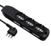 Electraline Multiprise, câble 2 m, fiche petite 10 A, noir, 61996