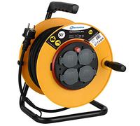 Electraline Pro-Line 49039 Rallonge de câbles avec 4 prises de courant IP40, 50 m, câble H05VV-F Section 3G2,5 mm², jaune