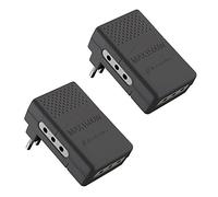 Electraline Set 2 adaptateurs multiprise 3 Prises 10 A Petite fiche 10 A, Noir, 92309