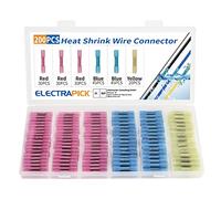 ELECTRAPICK 200Pcs Heat Shrink Butt Connectors, Waterproof Insulated Electrical Terminals Kit, Electrical Wire Crimp Connector for Automotive Marine Boat Truck Stereo Joint