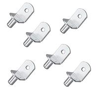 Electrely 50pcs Chevilles de Support d'Étagère 6mm en Métal Nickelé L Forme Support Équerre Pour Étagère en bois ou Verre Pour Meuble Armoire Placard Bibliothèque