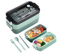 Electri-HQ Boîte à lunch avec 3 compartiments 1400 ml, porte-déjeuner, bento box adaptée au micro-ondes et au lave-vaisselle, porte-repas chauffant, schiscetta déjeuner pour enfants, école, bureau et