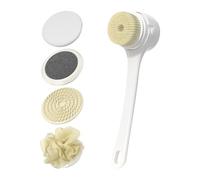 Electric Back Scrubber, Bath Brush, 3 Intensity Settings, Long Handle, Clogged Pores Hot Weather comfort, Women Men Teens Elderly, 14.17x3.54x3.15 Inches, White, 1 Piece