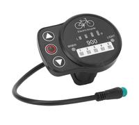 Electric Bike LED Meter, 36V 48V Display Panel for KT Controller, Multi - Function LED Speed Battery Power Indicator with 6KM/H Assist and Headlight Switch for Electric Bicycle (Connecteur étanche)
