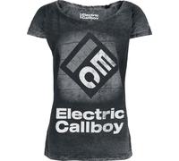Electric Callboy Square Logo Femme T-Shirt Manches Courtes Gris S 100% Coton Large