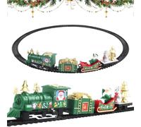 Electric Christmas Train Set 13 Pcs, Around Tree Battery Operated Toy | 13 Piece Self-Moving Battery Operated Train and Track Playset, Festive Holiday Under Tree Decor and Centerpiece for Kids