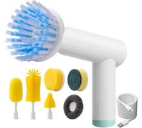 Electric Cleaning Brush Electric Rubbing Rotary Kitchen Bathroom Floor Cleaner Electric Window Cleaner Bottle Cleaning Brush 7 Brush Heads