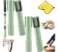 Electric Coconut Grater Machine, Handheld Coconut Scraper Peeler Shredder, Vertical Anti-Splash Stainless Steel Coconut Opener for Kitchen Shop Restaurant (2Pcs-Green)