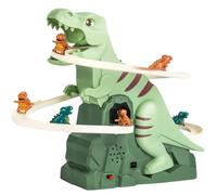 Electric Dinosaur Stair Climbing Toy, Chasing Race Track Set with 6 Dinosaurs, Interactive Educational Game, Roller Coaster Activity for Kids Boys, Indoor Birthday Gift,