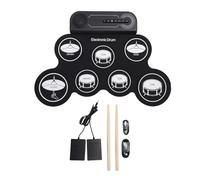 Electric Drum Set 7 Pad Roll Up Drum Pedals And Sticks 10 Hours Playtime | Electronic Roll Up Drum Set with Built in Speaker Rechargeable 7 Pad Practice Kit with Pedals Sticks
