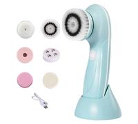 Electric Face Scrubber, Facial Exfoliator, 2.36x2.36x6.54 inches, 6 Brush Heads Rechargeable, Skin Care Cleansing Brush System for Deep Cleaning Body Forehead Nose Chin Cheeks Beauty Routine