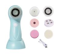 Electric Face Scrubber, Rechargeable Exfoliator Tool, 2.36x2.36x6.54 Inches Includes 6 Brush Heads, Deep Cleansing Wash System for Face, Nose, Chin, Forehead, Cheeks, Body