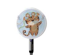 Electric Fan Safety Cover - Cute Tiger Pattern Pedestal Fan Dustproof Cover | Finger Protector For Child Safety And Protection | Prevents Dust And Dirt Buildup, Breathable Mesh Design
