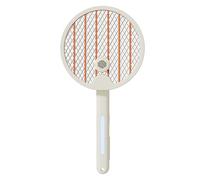 Electric Fly Swatter, Automatic Portable Handheld Fly Zapper High Voltage Shock Capability Gnats Catcher Racket for Indoor Home Office Backyard Patio Camping (Beige)