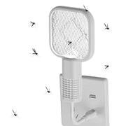 Electric Fly Swatter Racket - Portable Fly Zapper, Safety Mesh Lamp | High Voltage insectt Control Device, Rechargeable mosquitoo killerr Bat, pestt Defense Solution Perfect for Indoor Bedroom Patio