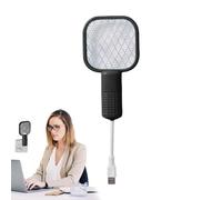 Electric Fly Swatter Racket - Portable Fly Zapper, Safety Mesh Lamp | High Voltage insectt Control Device, Rechargeable mosquitoo killerr Bat, pestt Defense Solution Perfect for Indoor Bedroom Patio