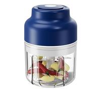 Electric Garlic Chopper, USB Rechargeable Portable Food Processor for Garlic, Onion, Chili, Nuts, One-Touch Mini Kitchen Helper (Blue,250ml)