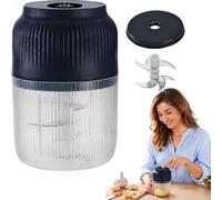 Electric Garlic Crusher - 350ml Cordless Mini Food Chopper，Blue