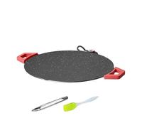 Electric Griddle Indoor - 30CM Korean Style Nonstick BBQ Grill, Round Electric Skillet with Fast Heating | Smokelesss Grill for Steak, Pancake, Breakfast, Barbecue Cooking with Oil Brush and BBQ Tongs
