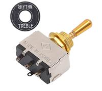 Electric Guitar 3 Way Toggle Switch | Enclosed Metal Pickup Selector with Gold Cap | Direct Replacement Part for DIY Repair/Quick Tone Control