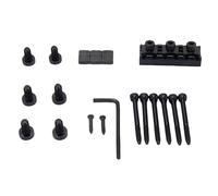 Electric Guitar Locking Nut Set with Lock Screws Insert Blocks Stainless Steel Black Tremolo Bridge Saddle Sound Hole Mounting Hardware Parts for Musical Instrument