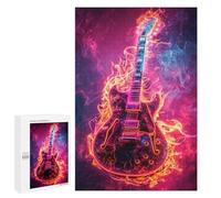 Electric Guitar Neon Art Print Puzzle 1000 Pièces Educa Jouet en Bois Cadeau Unique Décoration Intérieure Jeu Éducatif Challenge Toy Adultes Et Enfants À Partir De 14 Ans 1000 PCS