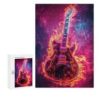 Electric Guitar Neon Art Print Puzzle 1000 Pièces Educa Jouet en Bois Cadeau Unique Décoration Intérieure Jeu Éducatif Challenge Toy Adultes Et Enfants À Partir De 14 Ans 300 PCS