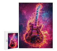 Electric Guitar Neon Art Print Puzzle 1000 Pièces Educa Jouet en Bois Cadeau Unique Décoration Intérieure Jeu Éducatif Challenge Toy Adultes Et Enfants À Partir De 14 Ans 500 PCS