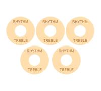 Electric Guitar Switch Washer 5Pcs | 44mm Plastic Replacement Part for Guitar Switch/Potentiometer | Robust GN602 Black Letter & GN603 Gold Letter Styles (GN603 gold lettering)