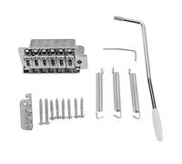 Electric Guitar Tremolo Bridge | Retro Metal 6 - String System for ST Style Guitars | Robust & Easy to Install Replacement (Silver)