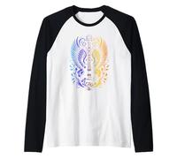 Electric Guitar with Rainbow Wings and Floral Art Festival Manche Raglan