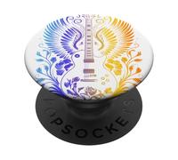 Electric Guitar with Rainbow Wings and Floral Art Festival PopSockets PopGrip Adhésif
