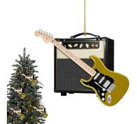 Electric Guitar Xmas Decoration - Musical Tree Accessory, Holiday Instrument Décor | Lightweight Acrylic Ornement, Artistic 2D Design, Vibrant Seasonal Detail with Winter Living Room Setting