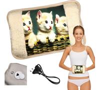 Electric Heated Hot Water Bottle Relieves Muscles Heat Maintains Up to 5 Hours Easy Refill Soft Plush Lining,3 MICI