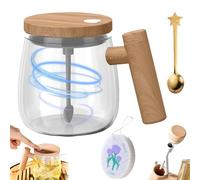 Electric High Speed Mixing Cup, Waterproof Glass Self Stirring Travel Coffee Mug, Selbstrührende Tasse Becher, One-click Automatic Self Stirring Cup for Mix Coffee,Milk,Tea (Transparent, Battery)